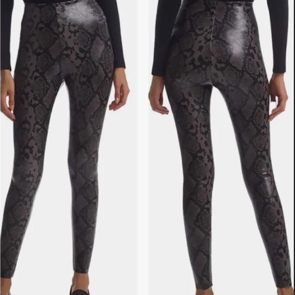 COMMANDO | Snakeskin Leggings Black Faux Leather High Waisted Ankle